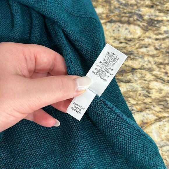 J. Jill Linen Blend Green Open Front Longline Duster Cardigan Size LP - Picture 8 of 12